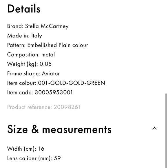 Popular Stella McCartney Double Bridge Pilot Sunglasses With Falabella/Chain - Picture 8 of 8